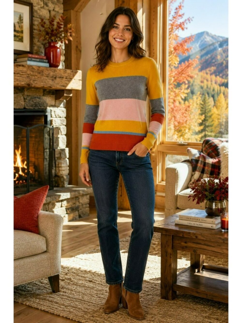 Tory Burch Colorblock Cashmere Womens Small Sweater Cozy Chic Designer